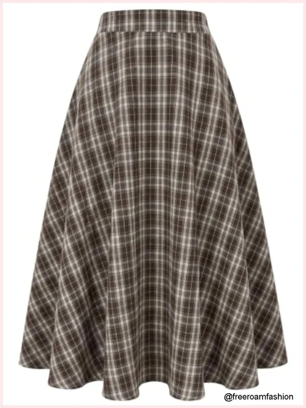 A-Line Plaid Maxi Skirt High Waist with Pockets Fall Spring Office Casual